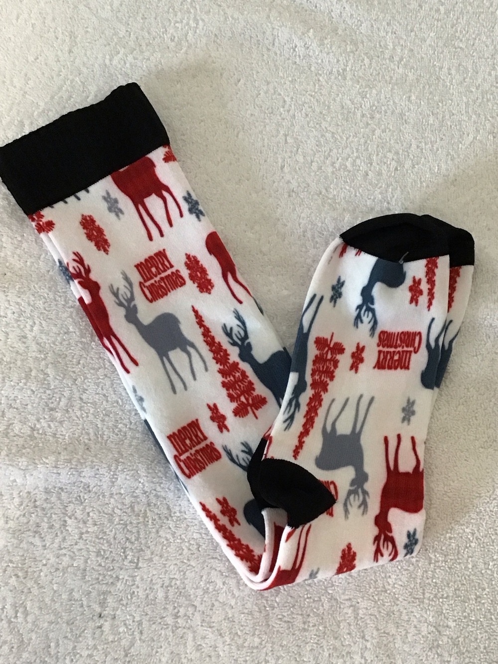 Women’s  Holiday Reindeer compression Socks - Red, Gray & White